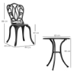 Set da Giardino 3pz con 2 Sedie da Esterno e Tavolino in Vetro con Foro per Ombrellone, in Alluminio, Nero