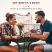 Set da Giardino 3pz con 2 Sedie da Esterno e Tavolino in Vetro con Foro per Ombrellone, in Alluminio, Nero