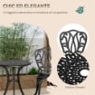 Set da Giardino 3pz con 2 Sedie da Esterno e Tavolino in Vetro con Foro per Ombrellone, in Alluminio, Nero
