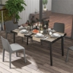 Tavolo da Giardino e da Pranzo Esterno, Piano Effetto Legno, 145x85 cm