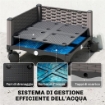 Fioriera Rialzata con Traliccio da 185 cm, Fori di Drenaggio e 4 Rotelle, in Metallo Rivestito in PE e PP, Nero