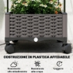 Fioriera Rialzata con Traliccio da 185 cm, Fori di Drenaggio e 4 Rotelle, in Metallo Rivestito in PE e PP, Nero