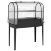 Letto per Orto Rialzato con Copertura Mini Serra e Foro di Drenaggio, 100x49x136 cm, Nero