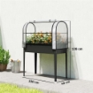 Letto per Orto Rialzato con Copertura Mini Serra e Foro di Drenaggio, 100x49x136 cm, Nero