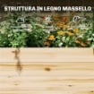 Fioriera Rialzata in Legno con Traliccio, Tetto e 2 Mensole, 76x43.5x177 cm, Legno Naturale