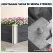 FIORIERA DA ESTERNO CON FONDO APERTO E DESIGN A INCASTRO, 102X102X33 CM, GRIGIO SCURO