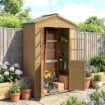 ARMADIO DA GIARDINO IN LEGNO CON FINESTRE TRASPARENTI, 128X57.5X197 CM, MARRONE CHIARO