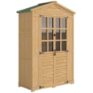 ARMADIO DA GIARDINO IN LEGNO CON FINESTRE TRASPARENTI, 128X57.5X197 CM, MARRONE CHIARO