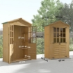 ARMADIO DA GIARDINO IN LEGNO CON FINESTRE TRASPARENTI, 128X57.5X197 CM, MARRONE CHIARO