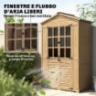 ARMADIO DA GIARDINO IN LEGNO CON FINESTRE TRASPARENTI, 128X57.5X197 CM, MARRONE CHIARO