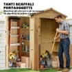 ARMADIO DA GIARDINO IN LEGNO CON FINESTRE TRASPARENTI, 128X57.5X197 CM, MARRONE CHIARO