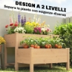LETTO PER ORTO RIALZATO A 2 LIVELLI CON RIPIANI IN LEGNO, 119.5X102X76.5CM, MARRONE