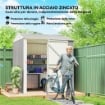 CASETTA DA GIARDINO ALTA IN ACCIAIO DA 3.51M CON PRESE D'ARIA E PORTA BLOCCABILE, 209X177X236 CM, ARGENTO