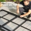 Set da Esterno 7pz con Tavolo da Giardino a 2 Sezioni e 6 Sedie Impilabili in Texteline, Grigio