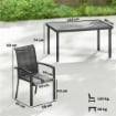 Set da Esterno 7pz con Tavolo da Giardino a 2 Sezioni e 6 Sedie Impilabili in Texteline, Grigio