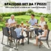 Set da Esterno 7pz con Tavolo da Giardino a 2 Sezioni e 6 Sedie Impilabili in Texteline, Grigio