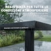 Set da Esterno 7pz con Tavolo da Giardino a 2 Sezioni e 6 Sedie Impilabili in Texteline, Grigio