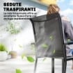 Set da Esterno 7pz con Tavolo da Giardino a 2 Sezioni e 6 Sedie Impilabili in Texteline, Grigio