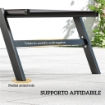 SET 2 LETTINI PRENDISOLE REGOLABILI IN 5 POSIZIONI CON TAVOLINO LATERALE E 2 RUOTE, IN METALLO E POLIESTERE, GRIGIO