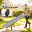 SET 2 LETTINI PRENDISOLE REGOLABILI IN 5 POSIZIONI CON TAVOLINO LATERALE E 2 RUOTE, IN METALLO E POLIESTERE, GRIGIO