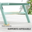 SET 2 LETTINI PRENDISOLE REGOLABILI IN 5 POSIZIONI CON TAVOLINO LATERALE E 2 RUOTE, IN METALLO E POLIESTERE, VERDE