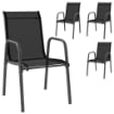 SET 4 SEDIE IMPILABILI E TRASPIRANTI CON BRACCIOLI E SCHIENALE ALTO, IN METALLO E POLIESTERE, 51L X 69P X 87A CM, NERO