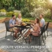SET 4 SEDIE IMPILABILI E TRASPIRANTI CON BRACCIOLI E SCHIENALE ALTO, IN METALLO E POLIESTERE, 51L X 69P X 87A CM, NERO