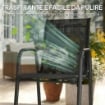 SET 4 SEDIE IMPILABILI E TRASPIRANTI CON BRACCIOLI E SCHIENALE ALTO, IN METALLO E POLIESTERE, 51L X 69P X 87A CM, NERO
