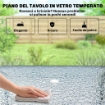 SET DA GIARDINO 8 PZ CON OMBRELLONE, 6 SEDIE PIEGHEVOLI E TAVOLO DA ESTERNO IN VETRO TEMPERATO, GRIGIO