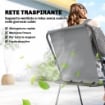SET DA GIARDINO 8 PZ CON OMBRELLONE, 6 SEDIE PIEGHEVOLI E TAVOLO DA ESTERNO IN VETRO TEMPERATO, GRIGIO