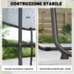 SET DA GIARDINO 8 PZ CON OMBRELLONE, 6 SEDIE PIEGHEVOLI E TAVOLO DA ESTERNO IN VETRO TEMPERATO, GRIGIO