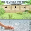 Set da Giardino 8 pz con Ombrellone, 6 Sedie Pieghevoli e Tavolo da Esterno in Vetro Temperato, Nero