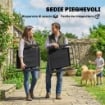 Set da Giardino 8 pz con Ombrellone, 6 Sedie Pieghevoli e Tavolo da Esterno in Vetro Temperato, Nero
