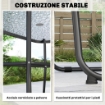 Set da Giardino 8 pz con Ombrellone, 6 Sedie Pieghevoli e Tavolo da Esterno in Vetro Temperato, Nero