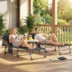 SET 2 LETTINI PRENDISOLE DA GIARDINO PIEGHEVOLI E RECLINABILI SU 5 LIVELLI CON CUSCINI, 57X200X38 CM, NERO