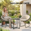 TAVOLINO DA CAFFÈ DA ESTERNO ROTONDO 50 CM IN METALLO CON BASE A X E PIEDINI ANTISCIVOLO, NERO