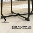 TAVOLINO DA CAFFÈ DA ESTERNO ROTONDO 50 CM IN METALLO CON BASE A X E PIEDINI ANTISCIVOLO, NERO