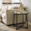 TAVOLINO DA CAFFÈ DA ESTERNO ROTONDO 50 CM IN METALLO CON BASE A X E PIEDINI ANTISCIVOLO, NERO