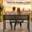 Panchina da Esterno per Giardino, 2 Posti, Panchina da Patio Nero