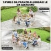 Tavolo Estensibile in Alluminio per Esterni, Piano in Vetro Temperato, Bianco Crema.