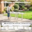 Tavolo Estensibile in Alluminio per Esterni, Piano in Vetro Temperato, Bianco Crema.