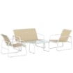 Set da Giardino 4 Pezzi con Divano, Poltrone, Tavolino, Khaki e Bianco