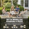 Set da Giardino 4 Pezzi con Divano, Poltrone, Tavolino, Khaki e Bianco