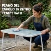 Set da Giardino 4 Pezzi con Divano, Poltrone, Tavolino, Khaki e Bianco