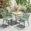 Set di 4 Sedie da Giardino, con Schienale Diamantato, Braccioli, Verde