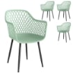 Set di 4 Sedie da Giardino, con Schienale Diamantato, Braccioli, Verde
