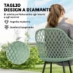Set di 4 Sedie da Giardino, con Schienale Diamantato, Braccioli, Verde