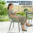 Set di 4 Sedie da Giardino, con Schienale Diamantato, Braccioli, Verde
