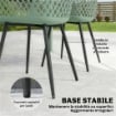 Set di 4 Sedie da Giardino, con Schienale Diamantato, Braccioli, Verde
