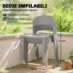 SET 4 SEDIE GIARDINO , IMPILABILI, STRUTTURA PP ADATTE PER TUTTE LE STAGIONI